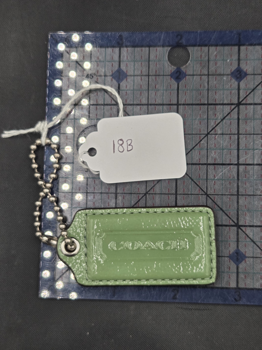 Coach Green Patent Leather Key Tag Charm